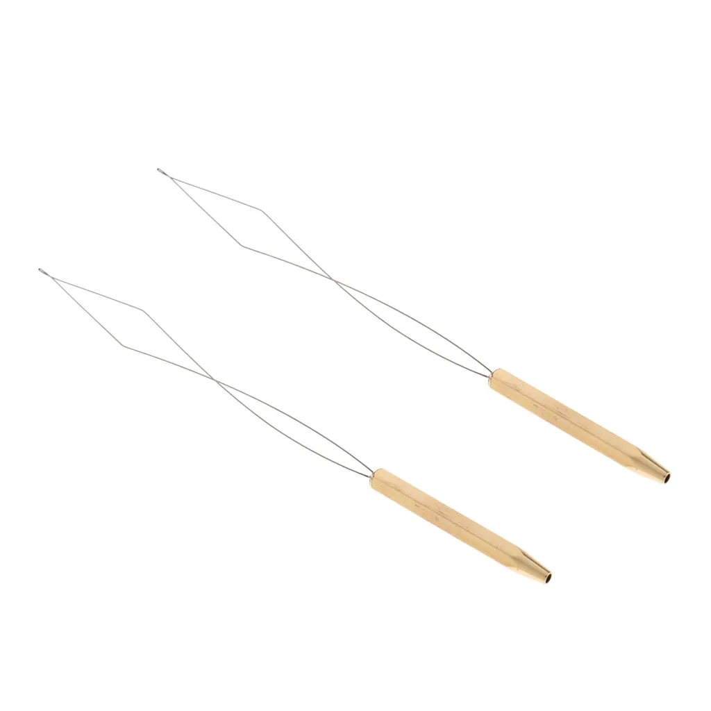 2 Pieces Fly Tying Bobbin Threader Half Hitch Tool Fly Tying Tools Stainless Steel Brass