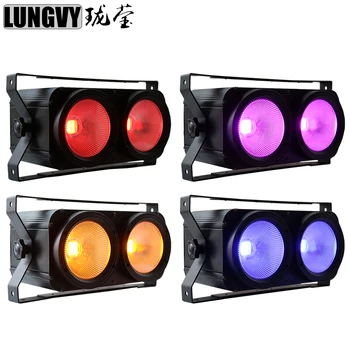 

Free Shipping 4pcs/lot COB 2x100w RGBWA UV 6 IN 1 Blinder LED COB Stage Studio Fashion Show Lighting DMX512