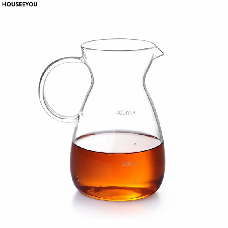 

Transparent 400ML Multi Function Tea Pot Glass Juice Milk Coffee Kettle Measuring Jug Mug Red Wine Decanter Liquor Dispenser