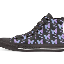 Фиолетовые Бабочки от Ян Марвин Повседневная Высокая холщовая Обувь Кеды легкие ботинки для ходьбы