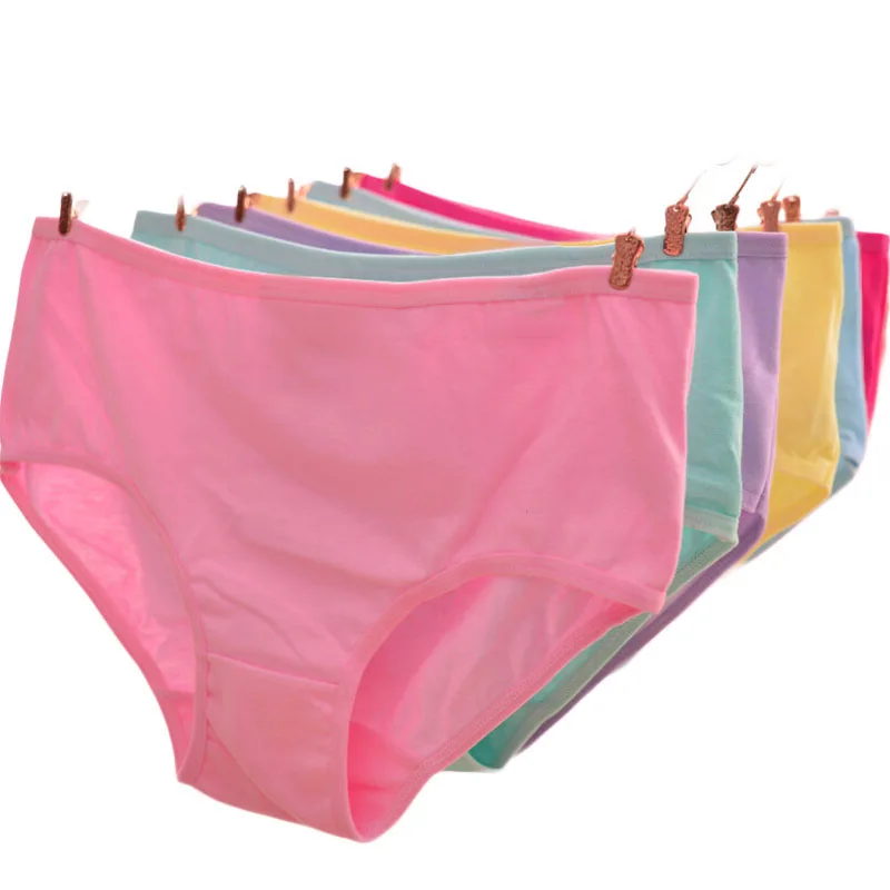 Seamless Briefs Grande Taille Middle Low Waist Candy Color Cotton Women