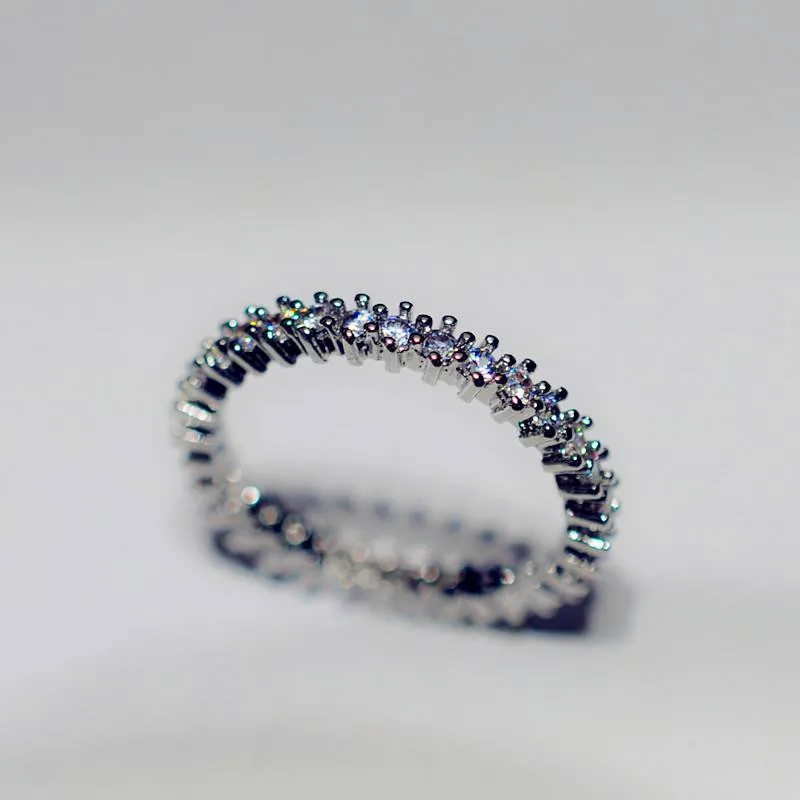 

Fashion Crystal White Ring With Zircon Stone Cute Boho Female Silver Color Wedding Bands Promise Engagement Rings For Women