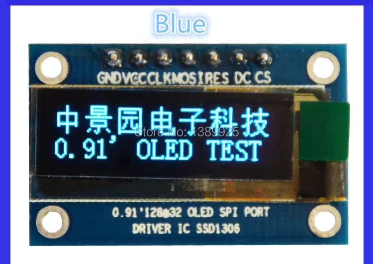 

5pcs/lot 0.91 Inch SPI 128x32 Blue OLED LCD Display DIY Module SSD1306 Driver IC DC 3.3V-5V For Ar-duino PIC