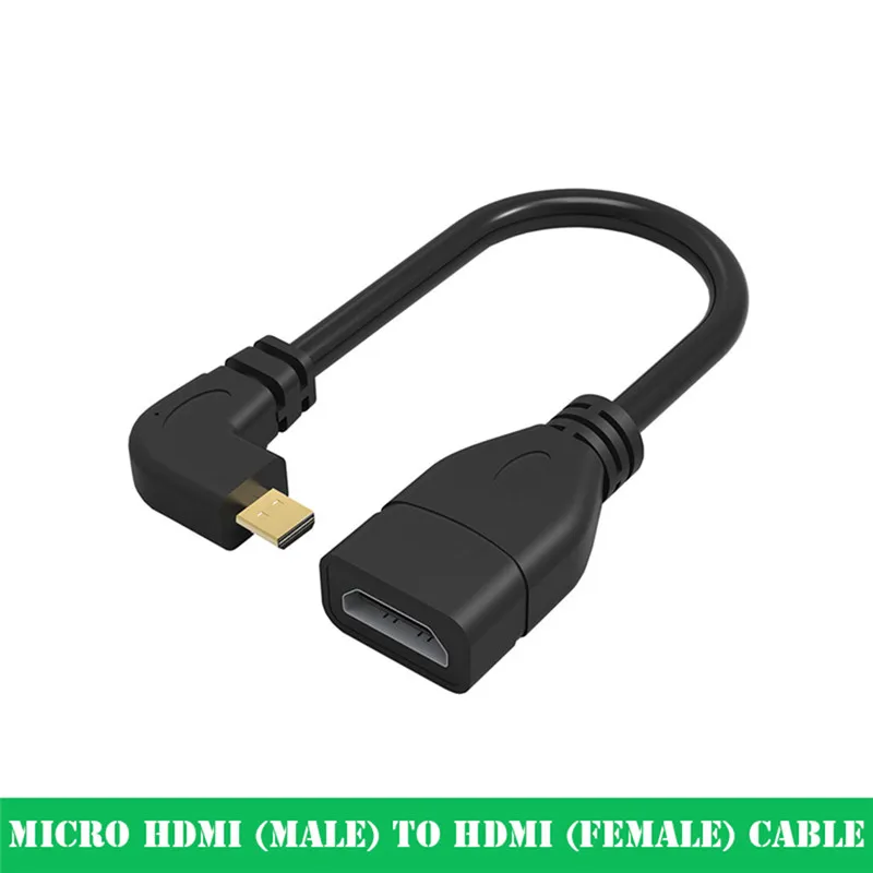 Robotsky Micro HDMI Мужской к HDMI Женский Кабель-адаптер левый угол 90 градусов HDMI конвертер Код для ПК HDTV проектор