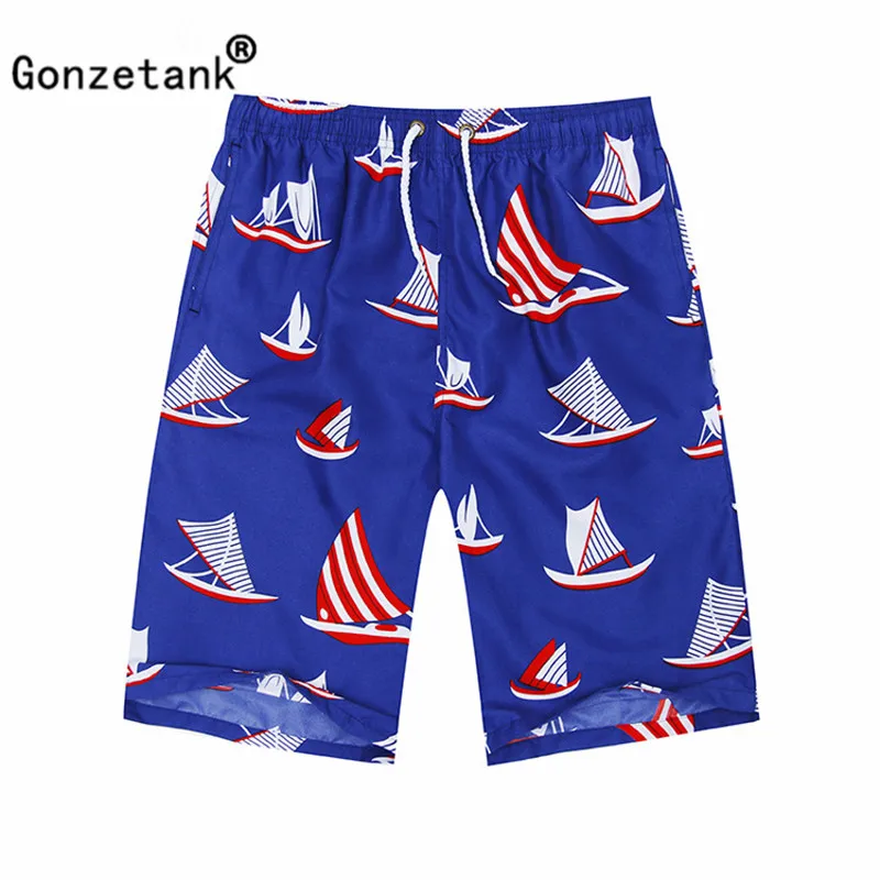 Gonzetank 2017 New Designer Summer Hawaiian Men's Beach Shorts Red