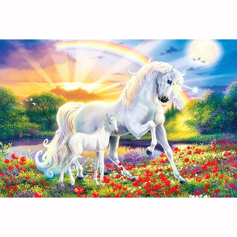 

5D DIY Diamond Painting Rainbow Unicorns Cross Stitch Full Diamond diamond Embroidery rhinestones Christmas Wall Painting