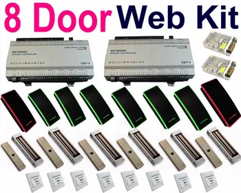 

8 Door Web Access Controller System Configured by 2 pcs Four Door Controller panel Web-based+TCP/IP Network connect on Hub stati