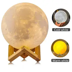 ZjRight светодиодный 3D печать Луны лампа USB Перезаряжаемые 2 цвета изменить сенсорный переключатель креативный подарок домашнего декора