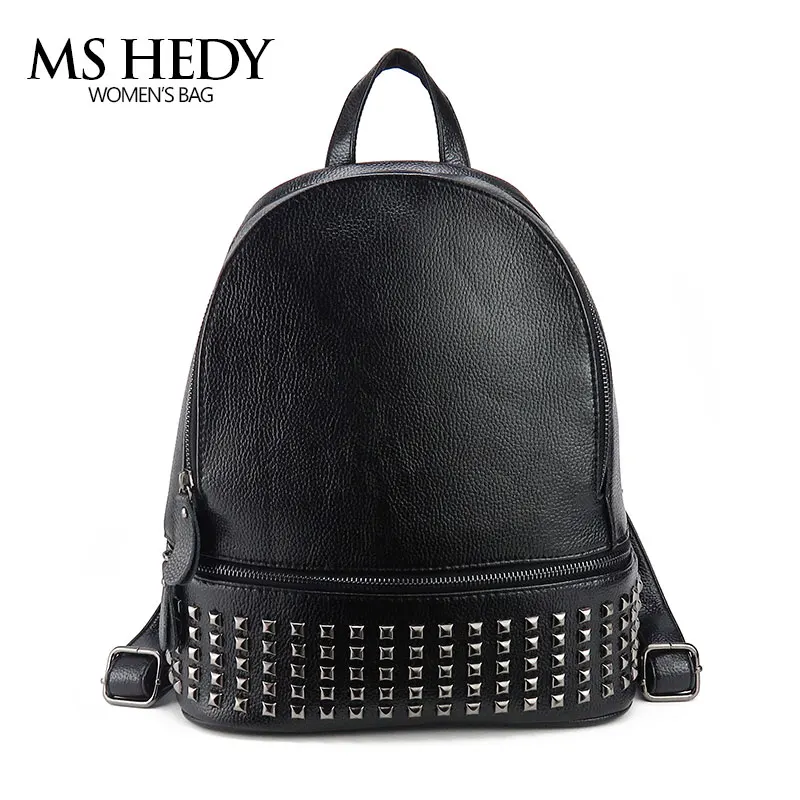 MS HEDY Women Backpack Rivet Back Pack Travel Schoolbag Female Girls
