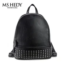 MS Хеди Для женщин рюкзак заклепки Back Pack Путешествия школьный женский Обувь для девочек черный рюкзак Мини Малый
