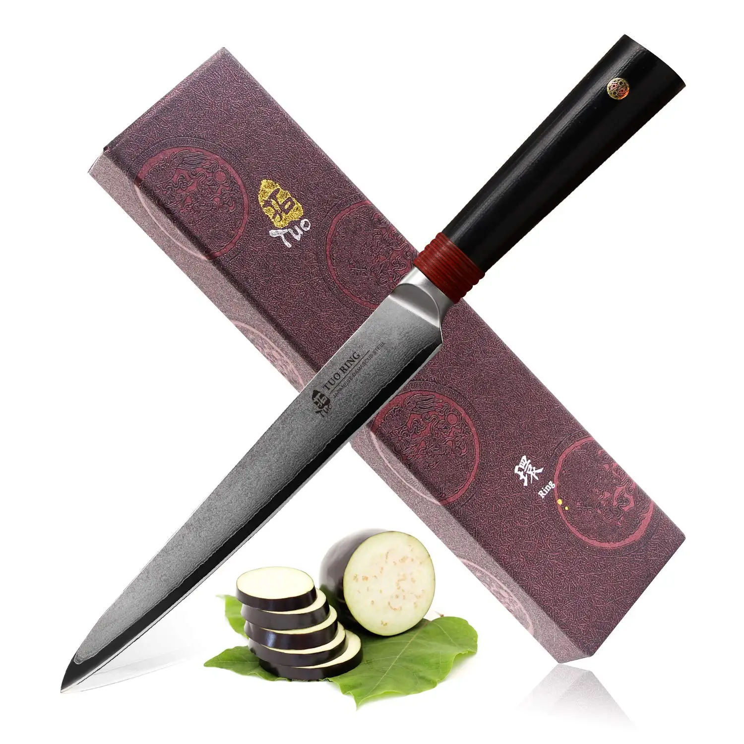 

TUO Cutlery Utility Knife - Japanese AUS-10 Damascus Steel Kitchen Knife - Non-slip Ergonomic G10 Handle Dishwasher Proof - 6''