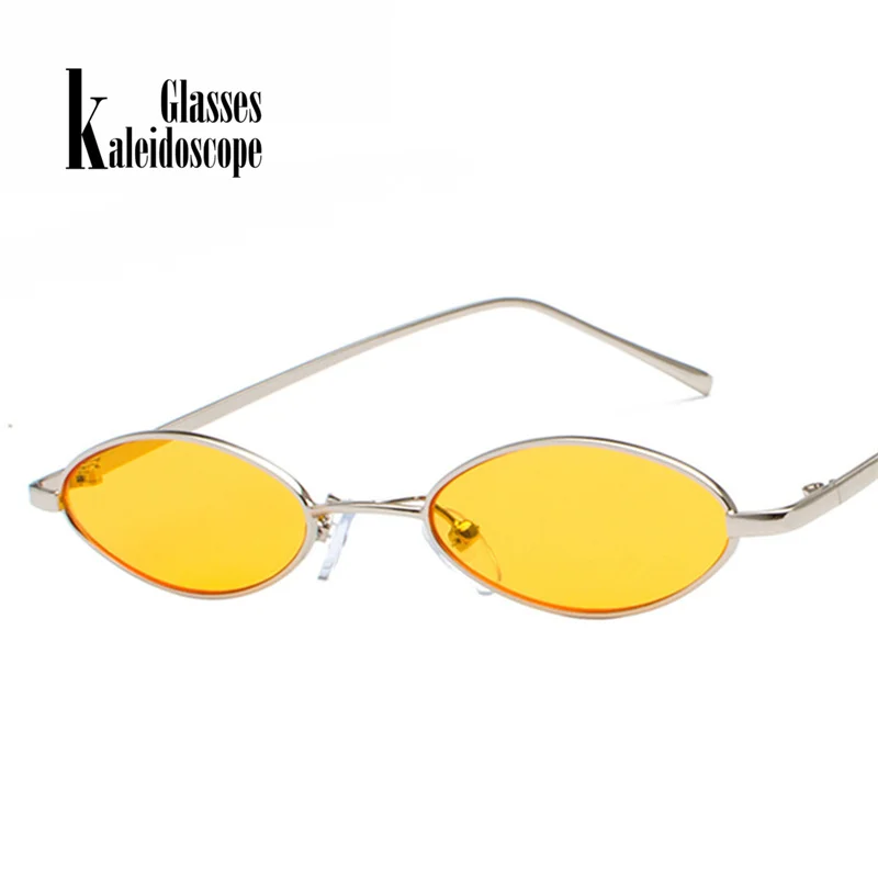 

Kaleidoscope Glasses Women Small Oval Sunglasses Transparent Yellow Lens Sun glasses Retro Glasses for Women Men