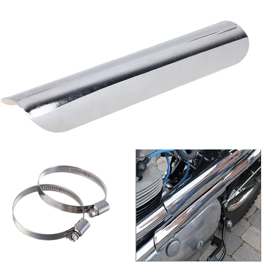 Chrome Motorcycle Exhaust Muffler Heat Shield Chopper Bike Cruiser Exhaust Pipe Cover Guard for