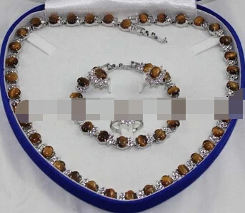 

hot sell new - shitou 00596 Tiger's Eye Link Bracelet/ Earrings /Ring / Necklace set ,Crystal Healing