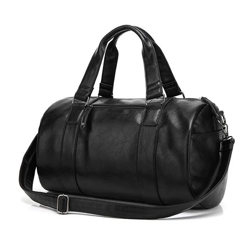 black leather sports bag