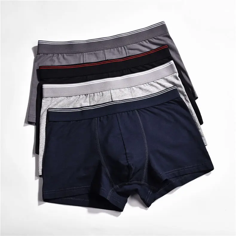 Brand MuLS 3Pcs Lot 6Color Combed Cotton Men Boxers Shorts Breathable Male Underwear Boy Bodysuit Men Under Pant Puls Size S-3XL03