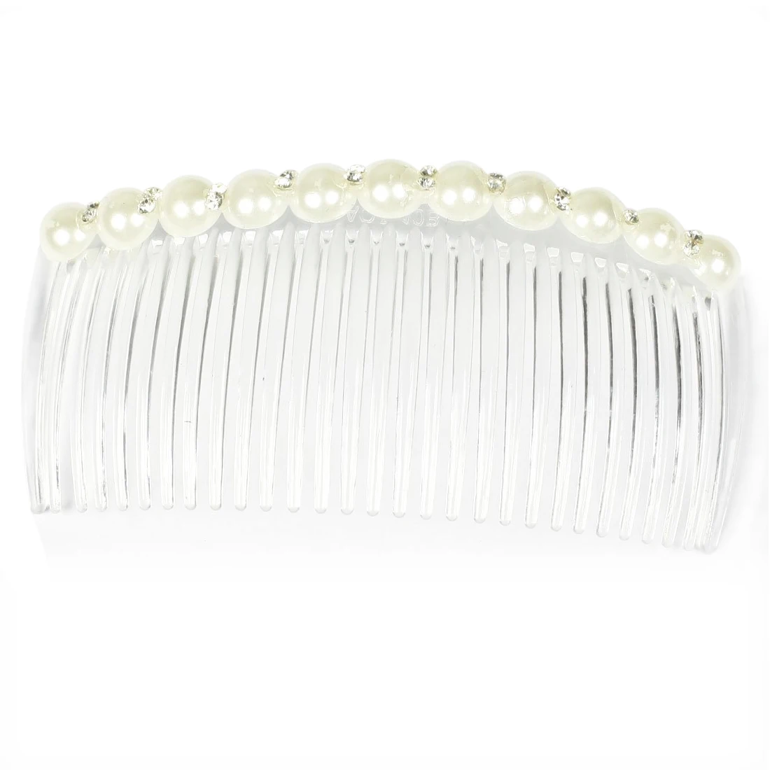 White Faux Pearl Rhinestone Decorative Hair Comb Clip Hair Clip for Lady