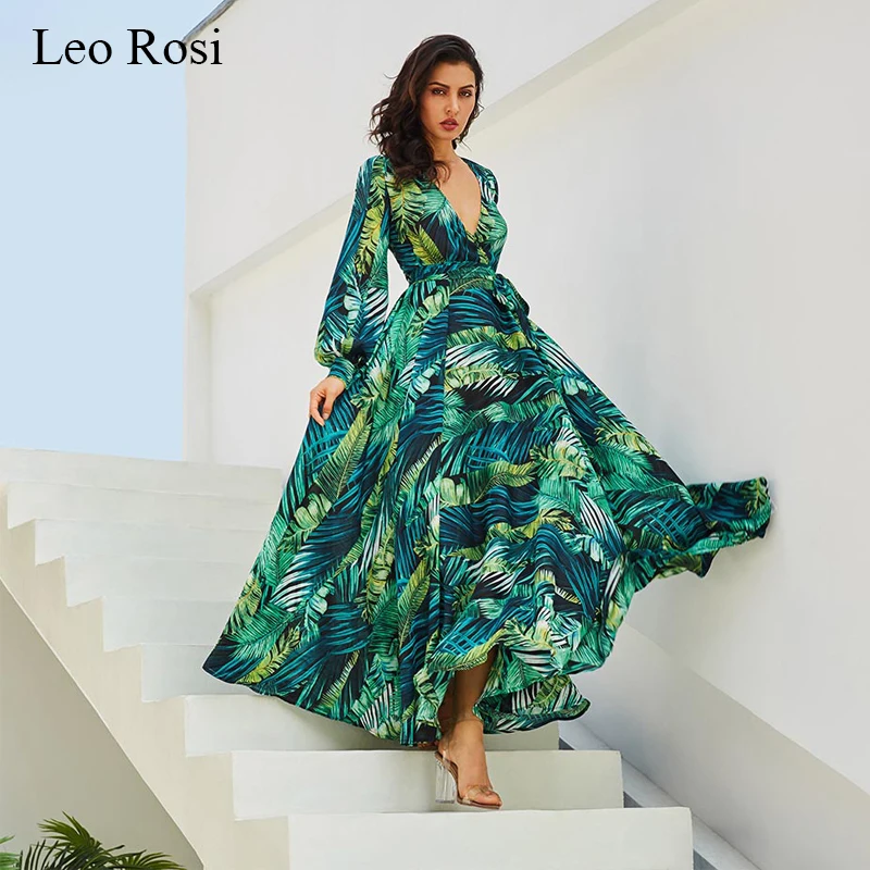 

7-shops Summer Beach Maxi Dress Women Deep V Neck Print Party Dress Lace-Up Sexy Ladies Bohemian Dresses Elegant Long Dress DT61
