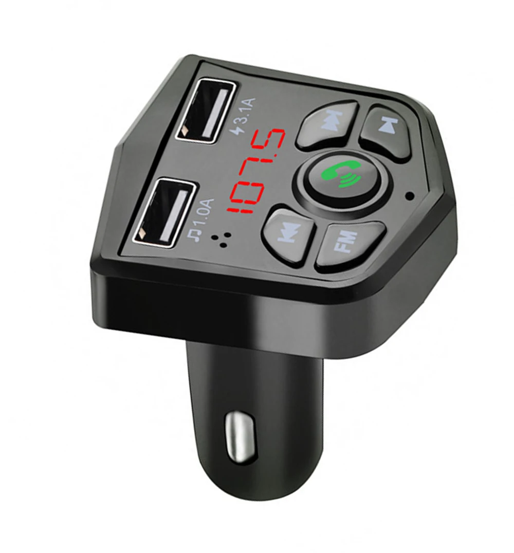 Bluetooth 5.0 Voltage Digital display Car FM Transmitter handsfree dual 2 USB phone Charger 3.1A 1A TF Card U disk MP3 player
