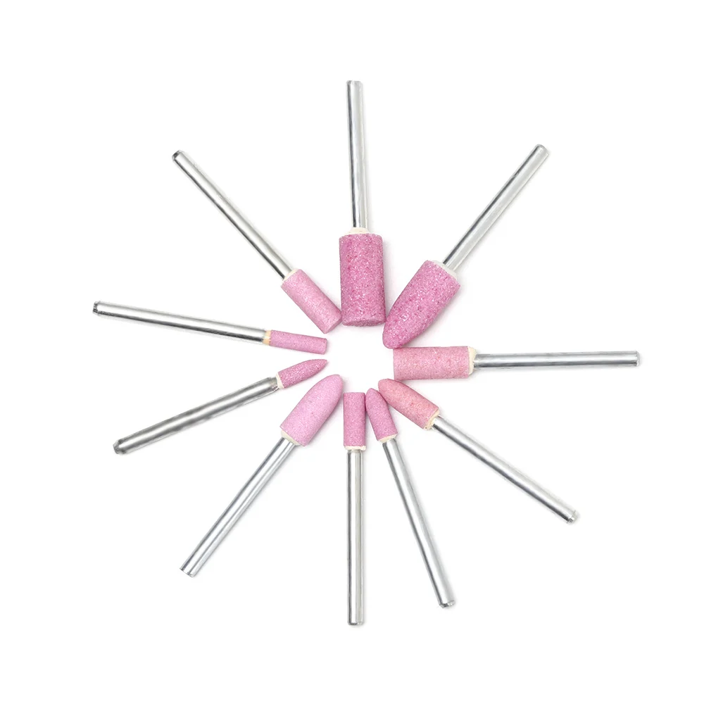 

10Pcs/Set High Hardness Grinding Stone Wheel Head Tools Pink Abrasive Mounted Stone For Rotary Tools Accessories