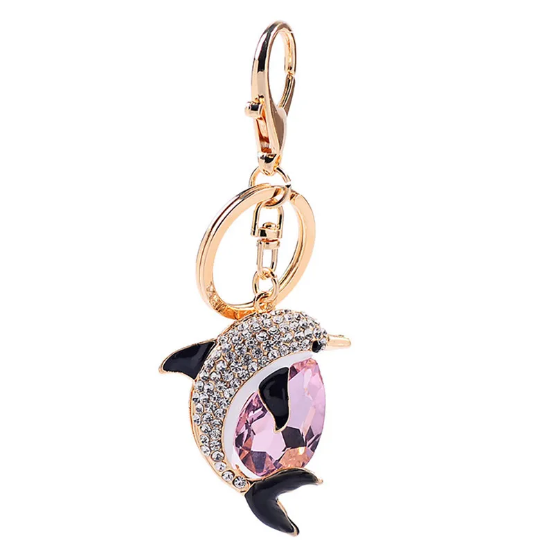 Dolphins Hanging Key Chain Cell Phone Chain Bag Pendant Car Ornaments Small Fish Keychain Diamond Home Decor 35JY2401