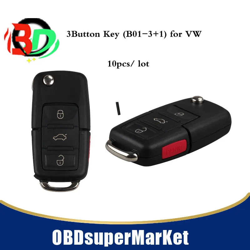 

10pcs / lot KD900 URG 200 Remote Control 3Button Key (B01-3+1) for VW with fast shipping