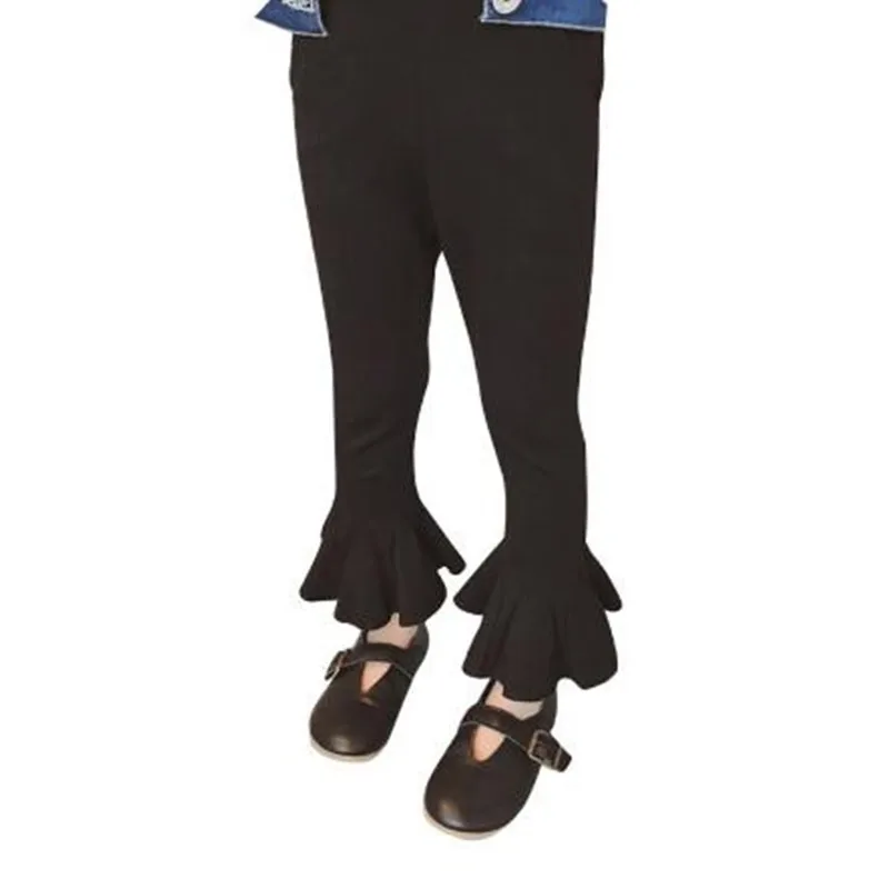 Children Girls Pants Spring Black Solid Bell bottomed Pants Fall