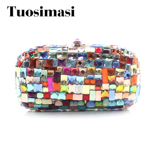 

Minaudiere Luxury Shiny Handmade Crystal Clutch Bag Hot Hand Evening Bags Wedding Dinner Bags Day Clutches Bags