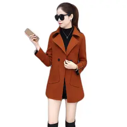 Шерстяной жакет, женский пиджак, осенняя Корейская теплая куртка из искусственной шерсти, верхняя одежда для женщин, модное элегантное