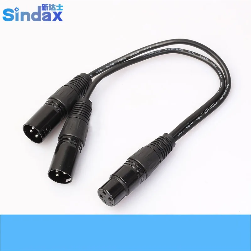 

Sindax Single XLR Female To Double XLR Male 30CM DMX Cannon Microphone Cable One Divide Two Drop Shipping