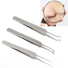 1 шт. из нержавеющей стали полезный прямой изгиб изогнутая угревая головка акне клип пинцет прыщи удаление акне набор Инструменты для очистки лица