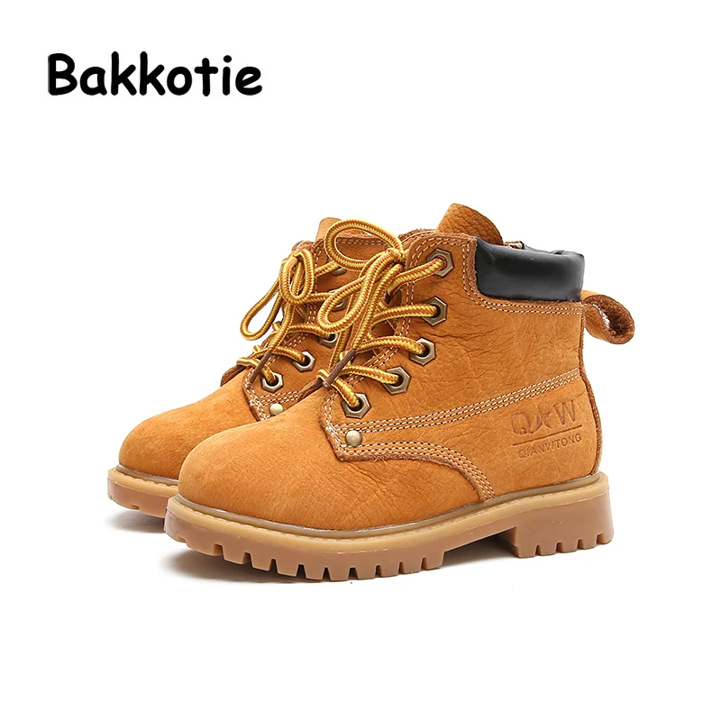 Bakkotie Autumn Fashion British style Baby Girl Martin Boots Genuine Leather Ankle Child Boy Boots Kid Brand Toddler Shoes Khaki bakkotie 2017 new autumn baby boy white shoes cat kid girl brand leisure sneaker gneuine leather breathable child soft trainer