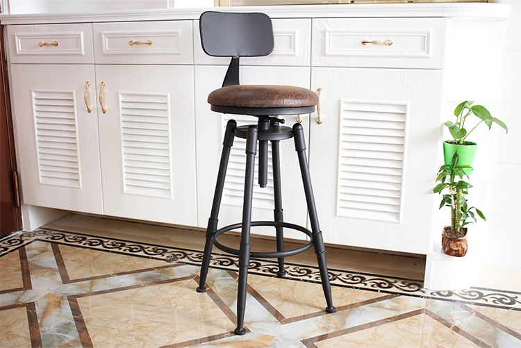 Барный стул поворотный стул высокий стул кованого железа задний домашний барный стул современный минималистский