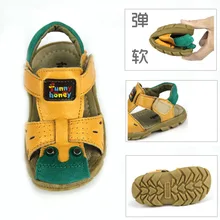 Promotion Enfants de Sandales Garçons En Bas Âge En Cuir Enfants Chaussures Garçons Vache Leahter Sandales Premiers Marcheurs Enfant Fermé Orteils 2-quatre années