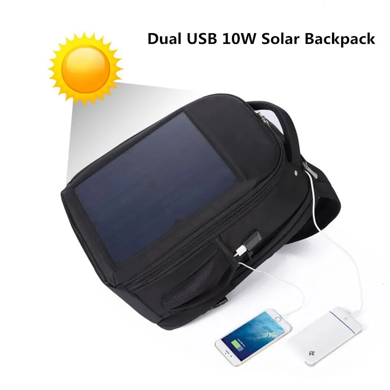 Letsolar 24 дюйма двойной USB 10 Вт рюкзаков с солнечной панелью для IOS Android мобильных