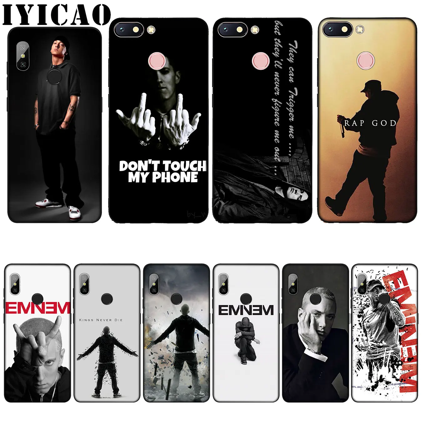 IYICAO Signed Hip Hop Rapper Eminem Silicone Soft Case for Xiaomi Redmi 6A 5A Note 7 4 4X 5 Plus 6 Pro Black TPU Cover |
