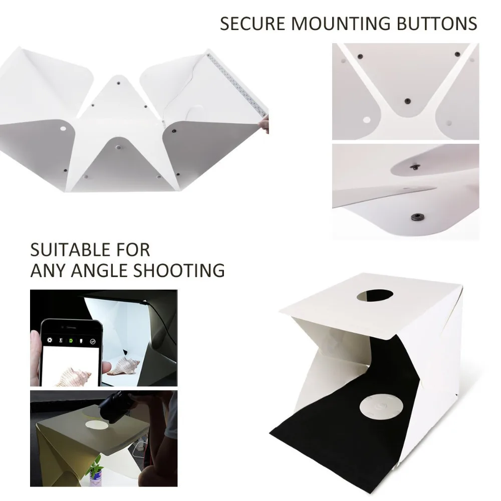 Beste Draagbare 40*40 cm 16 Inch Vouwen LED Lightbox Fotografie Foto Studio Softbox Verstelbare Helderheid Light Box Voor DSLR Camera