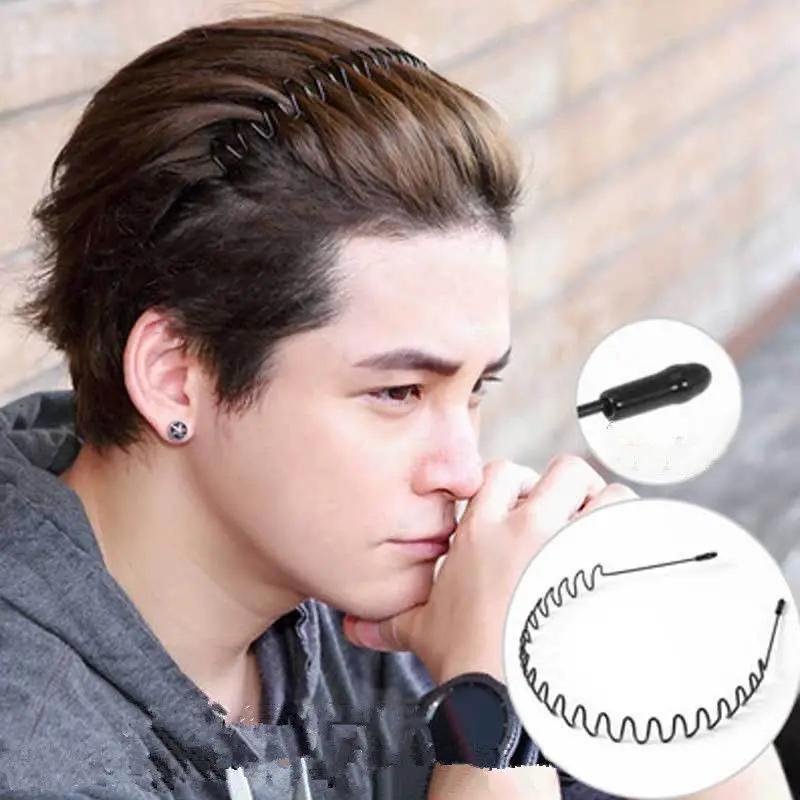 

Unisex Men's Women Sports Wave Hair Band Metal Black Hairband Headband Aliceband