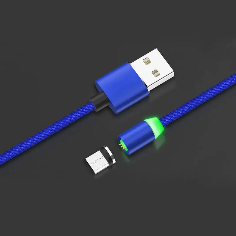 Три в одном 360 градусов слепой разъем Магнитный Usb зарядный кабель для Apple android/type C зарядная линия с передачей данных - Цвет: Blue for Android