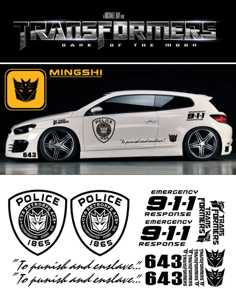 1 пара американских трансформеров автомобильные наклейки Autobots обертывания
