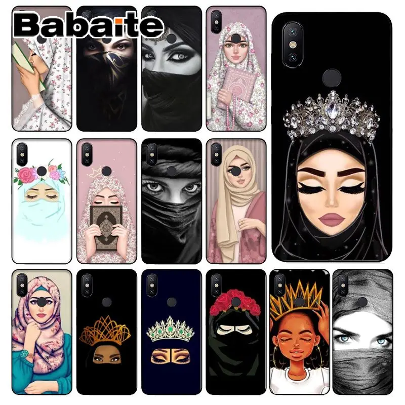 

Babaite Hijab Beautiful Muslim Women Black Cell Phone Case for Xiaomi Mi 6 Note3 8 8SE Redmi 5 5Plus Note4 4X Note5 Cellphones
