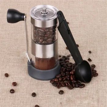 

Mini Manual Hand-Crank Coffee Bean Spice Hand Grinder Mill with Spoon Kitchen Tool TB Sale