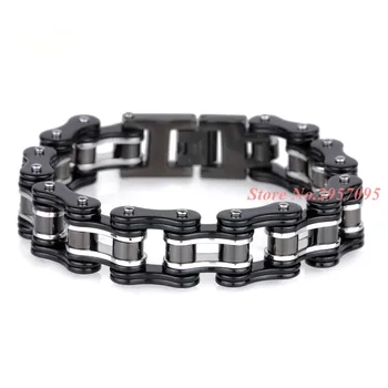 

Fate Love Black Stainless Steel Men Biker Bicycle Motorcycle Chain Mens Bracelets Mens Fashion Jewelry 16mm 8.66