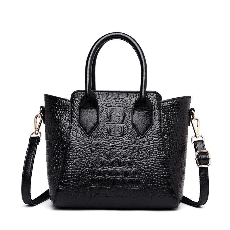 Rodful крокодиловые ручные сумки женские роскошные сумки из натуральной кожи женские сумки дизайнерские классические трапециевидные сумки через плечо женская сумка - Цвет: black