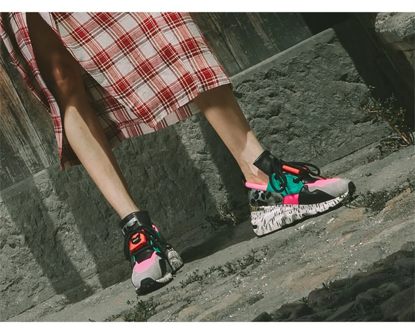 IGU/кроссовки; женская обувь из натуральной кожи; женская обувь на платформе; женская обувь на плоской подошве в стиле Харадзюку; обувь в стиле панк; обувь на толстой подошве для девочек; Chaussure Femme