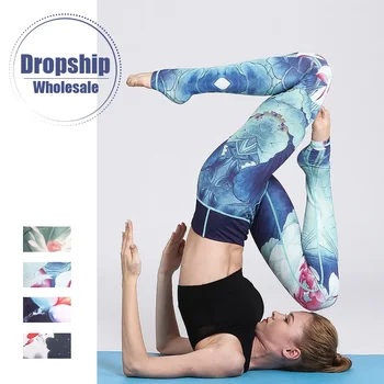 

Slim Women Yoga Pants High Waist Fitness Printed Tights Gym Female Leggings Sport Elastic Tummy Control for Running Jogging