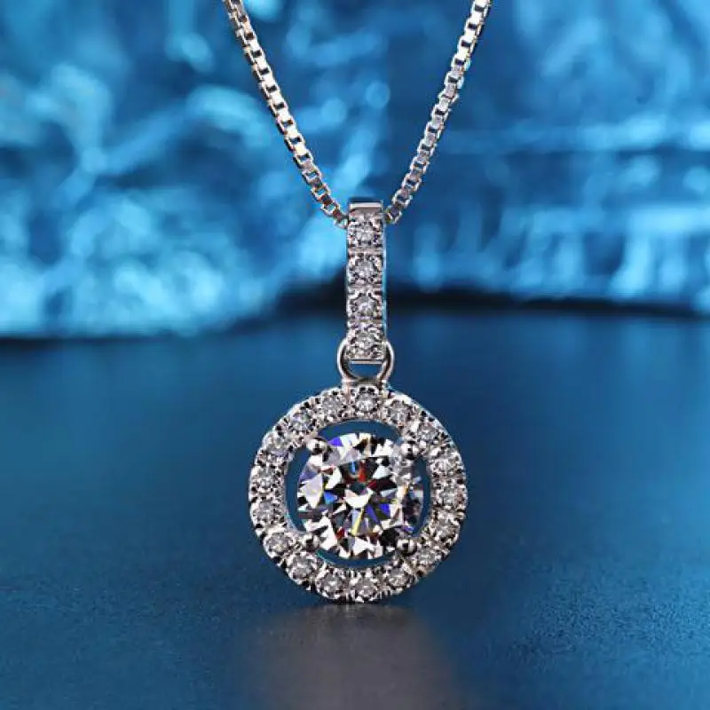 

Bonsoir 2 Carat 3 Carat Moissanite 9K White Gold Pendant Round 2019 New Design