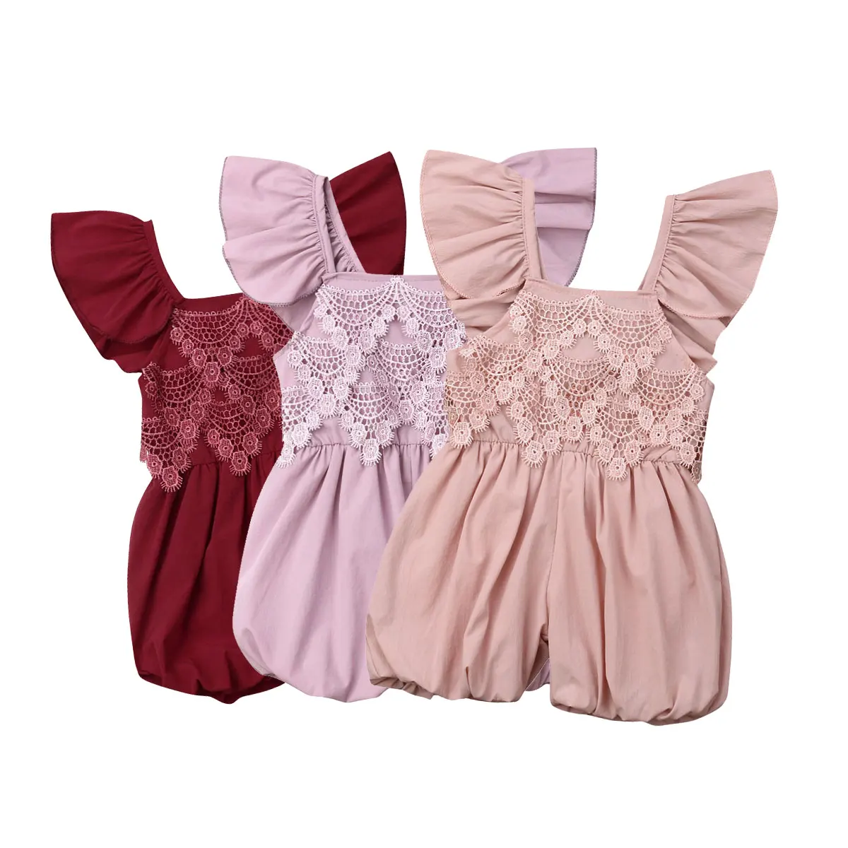 

1-5Y Toddler Kid Baby Girls Ruffles Rompers Laces Jumpsuit Belt Sunsuit Girls Costumes Summer Clothes