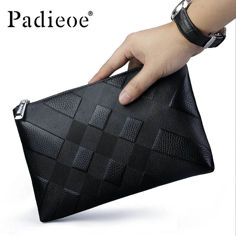 Us 19 84 29 Off Paoe Designer Male Clutch Bag Genuine Cow Leather Purse Men Phone Pouch High Quality Business Card Organizer Money Clamp On