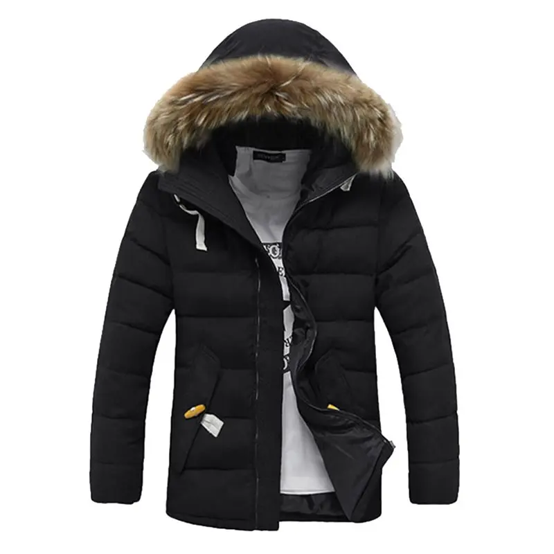 Мужская куртка из шерсти, толстые пальто, Повседневная зимняя теплая верхняя одежда, военные мужские хлопковые куртки, шерстяное пальто, Мужская парка - Цвет: Черный
